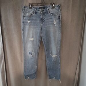 Silver Jeans Size 30 Light Blue Distressed Cropped Ankle Jeans